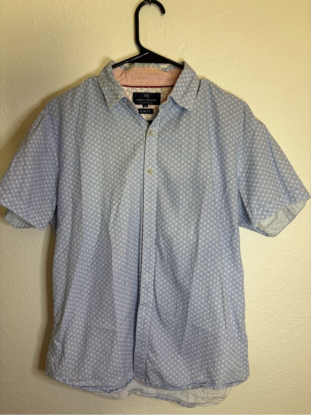 Michael Brandon Light Blue Short Sleeve Button-Down Shirt, M